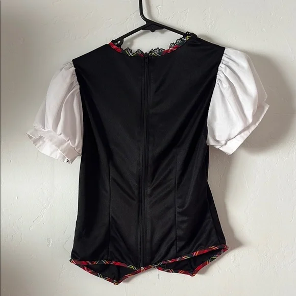 FINAL! Black Corset Top with Plaid Accents Beer Garden Girl - Picture 4 of 6